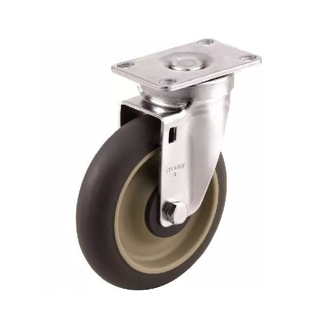 1162013 | RWC-S2710B (PK-2) --- Plate Castors - Wheel diameter 50 Swivel with Brake 30 mm - Inst Rubber Castor