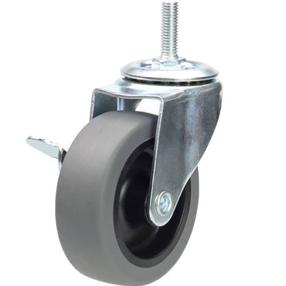 1162205 | RWC-S2714B (PK-4) --- Bolt Castors - Wheel Diameter 50 Swivel with Brake 30 mm - Grey Rubber - Non Marking Castor