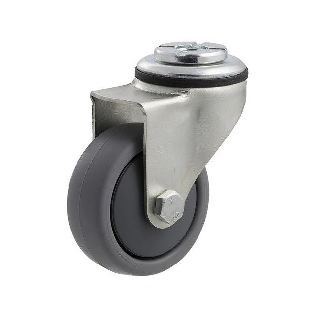 1177660 | RWC-S3714 (PK-5) --- Bolt Castors - Wheel Diameter 75 Swivel 50 mm - Grey Rubber - Non Marking Castor
