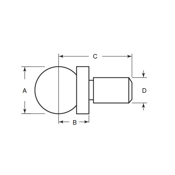 Sfera di controllo 12,7 x 6,35 x 24,384 mm - Con gambo filettato in acciaio inossidabile - MBA (confezione da 1)