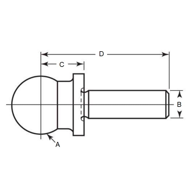 Sfera per utensili 6 x 3 x 10 mm - Spalla in un unico pezzo in acciaio antiscivolo - MBA (confezione da 1)