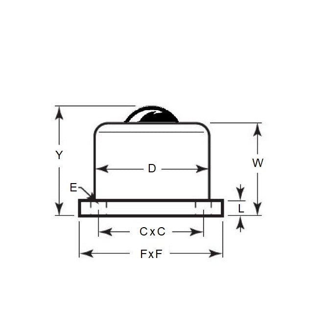 1215804 | BTU0318-006-B-C-HD --- Base Mount Ball Transfer Units - 318 kg x 45.5 mm x 6.3 mm