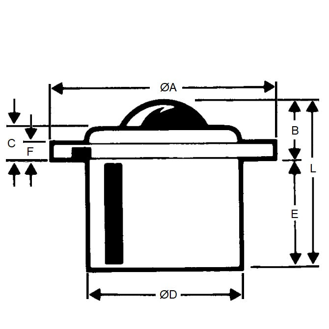 1225740 | BTU1000-025-F-PC-HD (Each) --- Flange Mount Ball Transfer Units - 1000 kg - 25.4x60.45 mm Heavy Duty - Carbon Steel