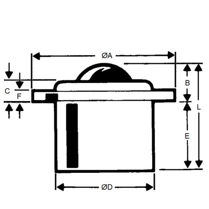 1225740 | BTU1000-025-F-PC-HD (Each) --- Flange Mount Ball Transfer Units - 1000 kg - 25.4x60.45 mm Heavy Duty - Carbon Steel