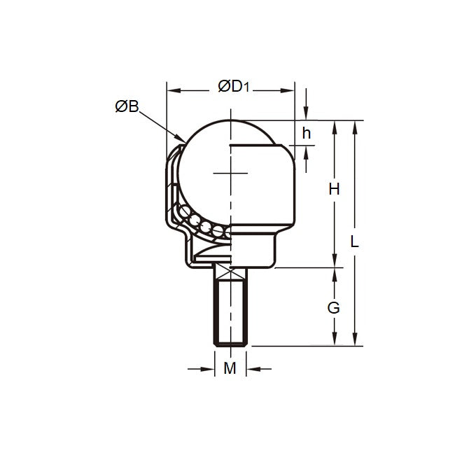 Bille de Transfert 25 kg x 12,5 x 15 mm - Tige à Vis Inox 440 et Aluminium - MBA (Pack de 1)