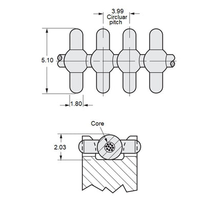 1208621 | PDBD037-0187-A (Each) --- 187.3 mm - 4.3 kg - 168 metres / min - Molded Polyurethane / Aramid Fiber Belt