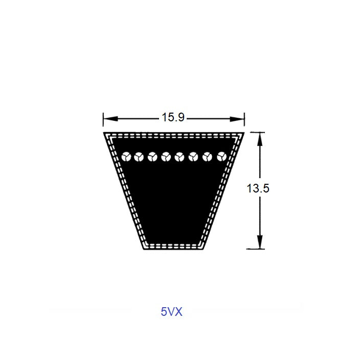 1227947 | BV16-01854-5VX730 (Each) --- Wedge Belts - 1854.2 mm - - - 15.9 x 13.5mm Notched 5VX - Natural Rubber - Fabric Jacket Belt