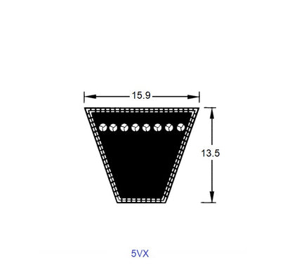 1227947 | BV16-01854-5VX730 (Each) --- Wedge Belts - 1854.2 mm - - - 15.9 x 13.5mm Notched 5VX - Natural Rubber - Fabric Jacket Belt