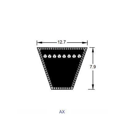 1226461 | BV12-00813-AX32 (Each) --- Vee Belts - 812.8 mm - - - 12.7 x 7.9mm Notched AX - Natural Rubber - Raw Edge Belt