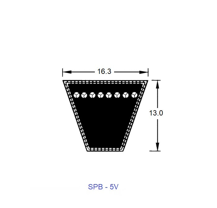 Courroie compensée 5034 mm – 15,9 mm de largeur supérieure x 13,0 mm de profondeur SPB/5 V – – MBA (lot de 1)