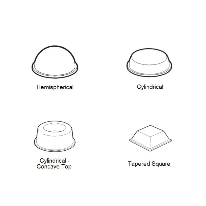 1227951 | RSB-35RS (Sheet) --- Polyurethane Self Adhesive Bumpers - Hemispherical x 17.78 mm x 9.652 mm