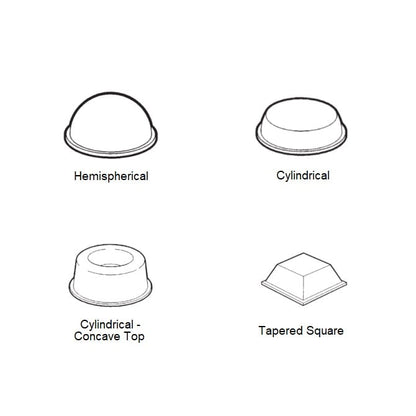 1227951 | RSB-35RS (Sheet) --- Polyurethane Self Adhesive Bumpers - Hemispherical x 17.78 mm x 9.652 mm