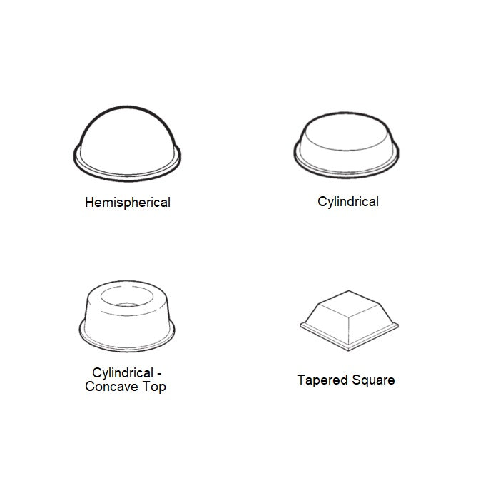 1227779 | RSB-25RS (Sheet) --- Polyurethane Self Adhesive Bumpers - Cylindrical x 12.7 mm x 6.35 mm