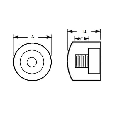 1135299 | AU-971RS --- Cylindrical Counterbored Bumpers - 25.4 mm x 25.4 mm x 6.35 mm