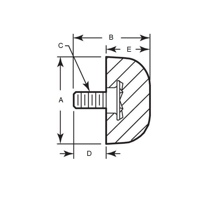 1135259 | LVL-15RS --- Bumpers - 25.4 mm x 22.225 mm 10-24 UNC (4.762mm)