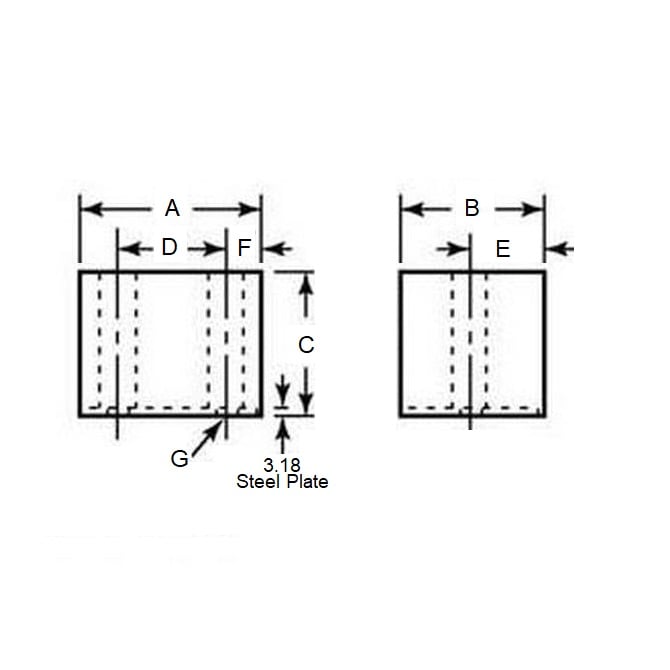 Pare-chocs 19,05 x 19,05 x 15,875 - Caoutchouc Néoprène Carré - MBA (Pack de 1)