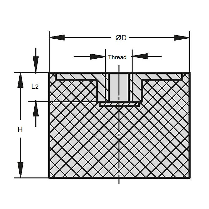 1114402 | CFB016-15-040M-R60 --- Buffer Mounts - 16 mm x 15 mm M4x0.7