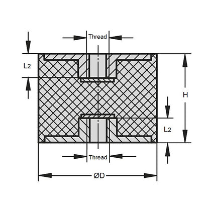 1162113 | CFF050-60-100M-R45 (20 Pcs) --- Bobbin Mounts - 50 mm x 60 mm M10x1.5