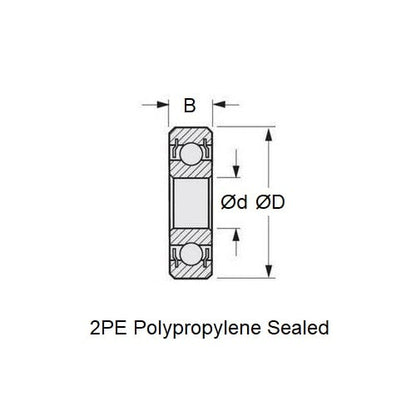 Roulement à billes 30 x 62 x 16 mm - Inox 316 - Semi-rectifié - Scellé et graissé - Retenue en polyéthylène - MBA (Lot de 10)