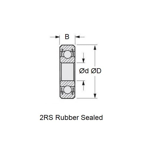 Roulement à billes 4,763 x 17,462 x 7,938 mm - Acier chromé - Économique - Scellé - ECO (Pack de 1)