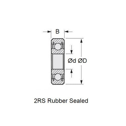1104577 | S6801B-2RS-ECO (Each) --- Single Row Ball Bearings - 12x21x7 mm Flanged - Stainless Steel AISI 440C Bearing