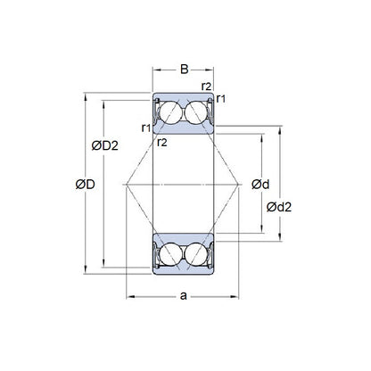 Cuscinetto a sfere 8 x 22 x 11 mm - Contatto angolare a doppia fila in acciaio cromato - Sigillato - ECO (confezione da 1)