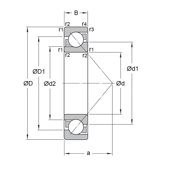 1116988 | S7203-2RS-ECO (PK-10) --- Angular Contact Bearings - 17x40x12 mm Single Row Ball - Stainless Steel AISI 440C Bearing