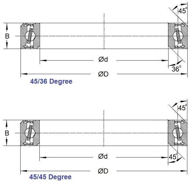 Roulement à bords chanfreinés 35 x 47 x 8 mm – Billes en acier chromé – Économique – Roulement de vélo à 45 degrés avec bord chanfreiné – ECO (lot de 1)