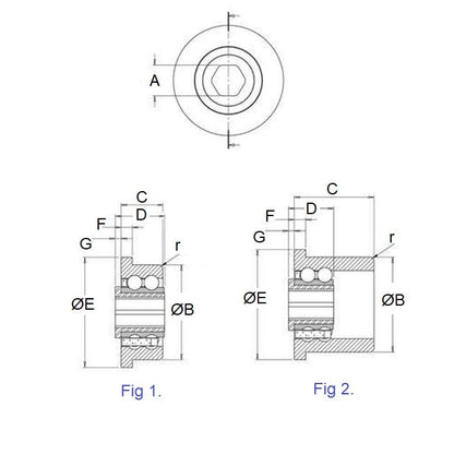 Roulement de convoyeur 11,11 x 57,4 x 17,78 mm – Alésage hexagonal en acier inoxydable de qualité 316 – Roulement de convoyeur – KMS (lot de 1)