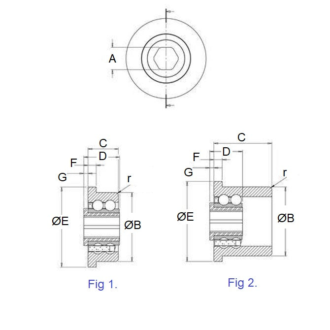 Cuscinetto del trasportatore 11,11 x 40,64 x 17,78 mm - Foro esagonale a doppia fila in acciaio inossidabile 316 - Cuscinetto del trasportatore - KMS (confezione da 1)