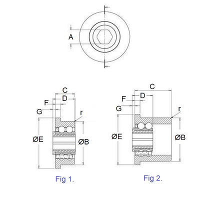 Cuscinetto del trasportatore 11,11 x 52,22 x 17,78 mm - Foro esagonale in acciaio inossidabile 316 - Cuscinetto del trasportatore - KMS (confezione da 1)