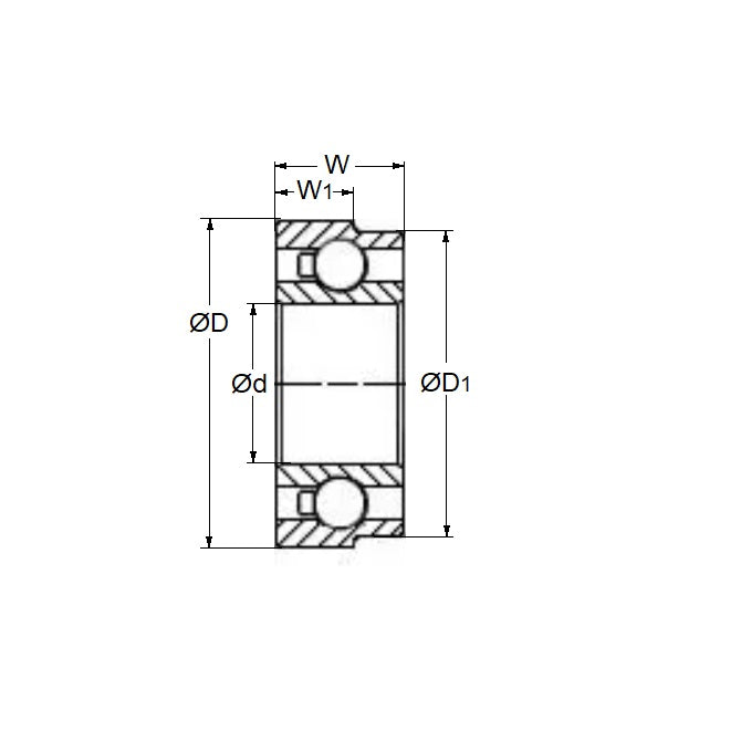 Cuscinetto per applicazioni dentali 3,175 x 6,35 - 5,979 x 2,381 mm - Sfera in acciaio inossidabile 440C con gabbia in poliammide - Abec 7 - Applicazioni dentali - DE a gradini - Fermo in poliammide ad alta velocità - MBA (confezione da 35)