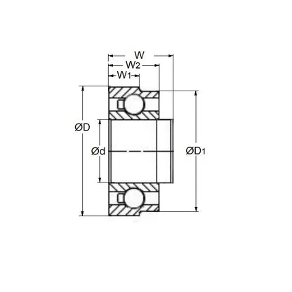 Roulement pour applications dentaires 3,175 x 6,35 - 5,979 x 3,2 mm - Bille en acier inoxydable de qualité 440C avec cage en polyamide - Abec 7 - Applications dentaires - OD étagé - Retenue en polyamide haute vitesse - MBA (lot de 1)