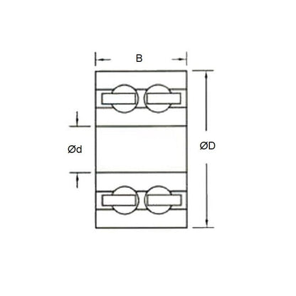 Cuscinetto in plastica 15 x 35 x 15,875 mm - Acetalica a doppia corona di sfere con sfere in acciaio inossidabile 316 - Plastica - Fermo del nastro - KMS (confezione da 1)