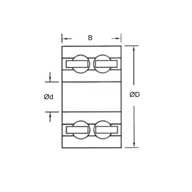 1136470 | P-DR-R16G-AS6 (Each) --- Plastic Bearings - 25.4x50.8x19.05 mm - Acetal with Stainless 316 Balls Bearing