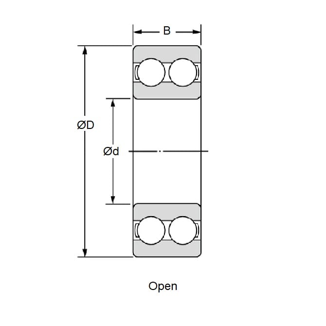 Roulement à billes 15,875 x 34,925 x 11,113 mm - Double rangée en acier inoxydable de qualité 316 - Ouvert - Retenue en polyéthylène - KMS (Pack de 1)