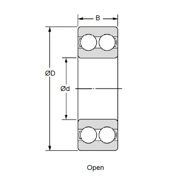 Roulement à billes 12 x 32 x 15,9 mm - Double rangée en acier inoxydable de qualité 316 - Ouvert - Retenue en polyéthylène - KMS (Pack de 1)