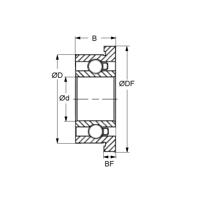 Roulement à billes 4,763 x 9,525 x 3,175 mm - À bride en acier inoxydable de qualité 440C - Abec 7 - MC34 - Standard - Blindé à l'huile légère - Retenue de ruban - MBA (Pack de 1)