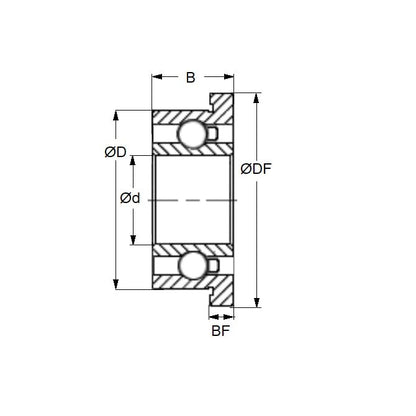 Roulement à billes 3,175 x 6,35 x 2,779 mm - À bride en acier inoxydable de qualité 440C - Abec 7 - MC34 - Standard - Blindé à l'huile légère - Retenue de ruban - MBA (Pack de 1)