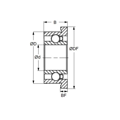 1071693 | SFR188A-ZS-MC34-GR5-R-G48 (PK-20) --- Single Row Ball Bearings - 6.35x12.7x4.762 mm Flanged - Stainless Steel AISI 440C Bearing