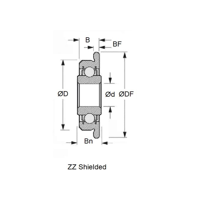 Roulement à billes 3,175 x 9,525 x 3,571 mm - Bride intérieure étendue en acier inoxydable de qualité 440C - Abec 1 - MC3 - Standard - Blindé - Retenue de ruban - MBA (Pack de 1)