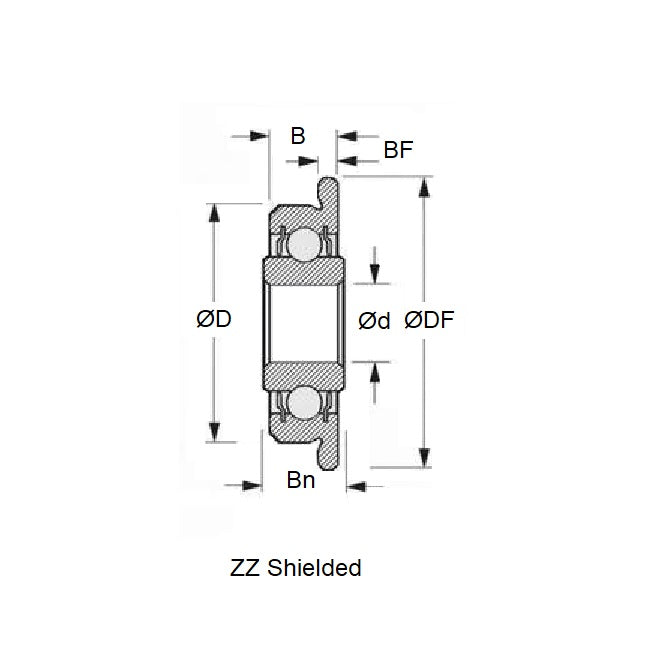1058032 | SFWR3C-ZZS-MC34-U3-AF12 (Each) --- Single Row Ball Bearings - 4.763x12.7x4.978 mm / 5.771 mm Flanged - Stainless Steel AISI 440C Bearing