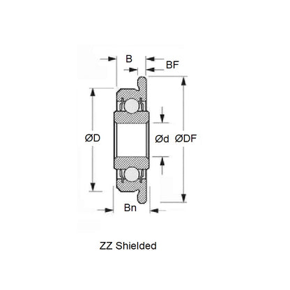 1058032 | SFWR3C-ZZS-MC34-U3-AF12 (Each) --- Single Row Ball Bearings - 4.763x12.7x4.978 mm / 5.771 mm Flanged - Stainless Steel AISI 440C Bearing