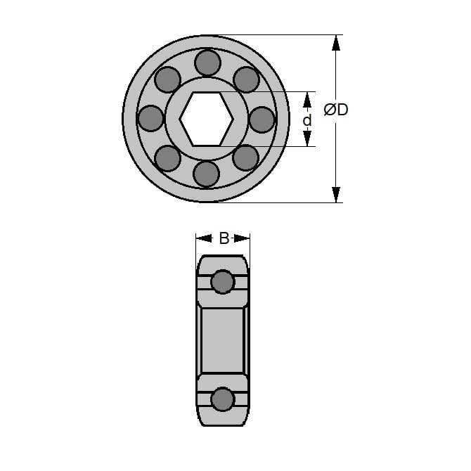 Cuscinetto per attrezzatura per piscina Polaris Wheel 5.56 Esagonale 22,23 x 7,14 mm - Acetale speciale - Pulitore per piscina - KMS (confezione da 1)