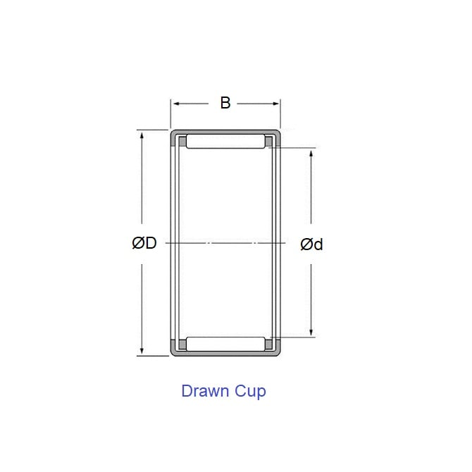 Roulement à aiguilles 7,938 x 12,7 x 9,520 mm - Extrémités ouvertes Coque en acier chromé - Rouleaux sans cage - MBA (Pack de 1)