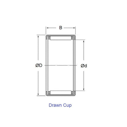 Roulement à aiguilles 7,938 x 12,7 x 9,520 mm - Extrémités ouvertes Coque en acier chromé - Rouleaux sans cage - MBA (Pack de 1)