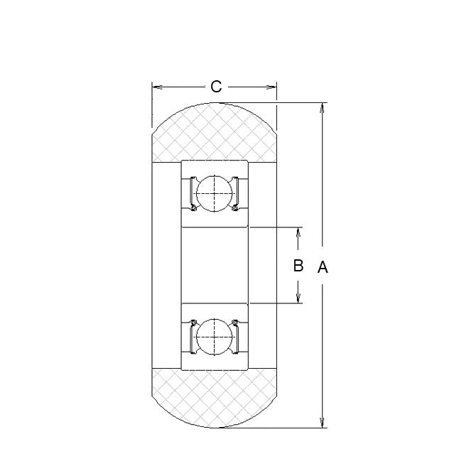 1129778 | NRV-0225-060-W-ZZ --- Nylon Tyre Through Bore Convex Rollers - 22.5 mm x 6 mm x 6 mm