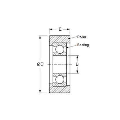 1115575 | NR-0170-060-065-W-ZZ (PK-2) --- Idler with Bearing Rollers - 17x6x6.5 mm - Nylon Covered Chrome Steel Roller