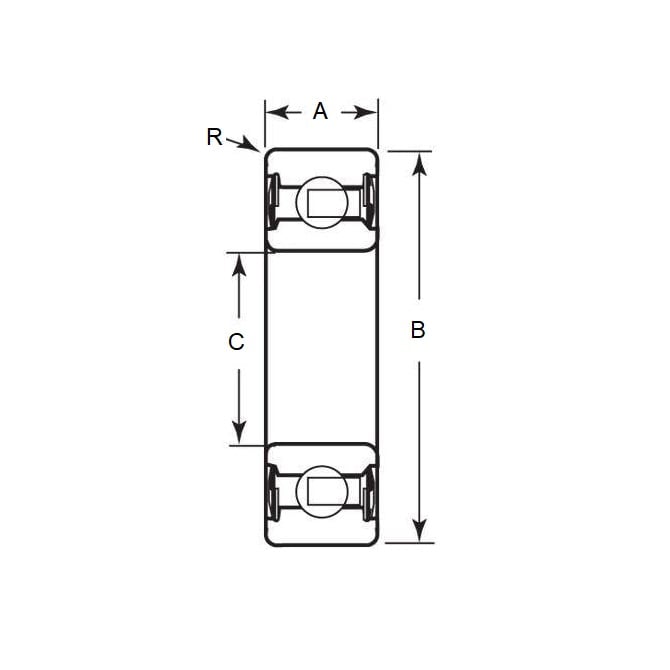 Roulement à billes 19,05 x 41,275 x 12,7 mm - Acier chromé - Semi-rectifié - Blindé - MBA (Pack de 1)