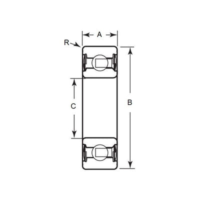 Roulement à billes 19,05 x 41,275 x 12,7 mm - Acier chromé - Semi-rectifié - Blindé - MBA (Pack de 1)